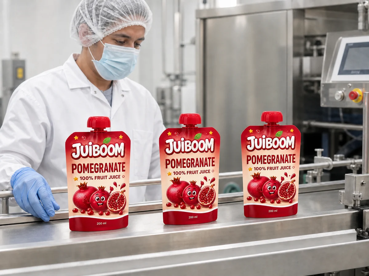JUIBOOM Nar ürünlerinin üretim hattını temsil eden görsel