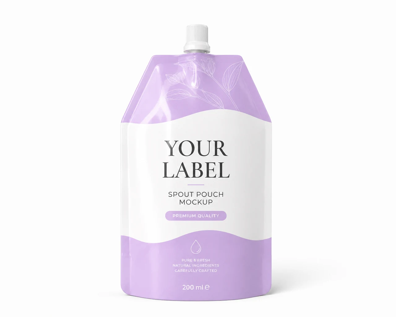 Merkez spoutlu, eğimli omuzlu temsili doypack ambalajı