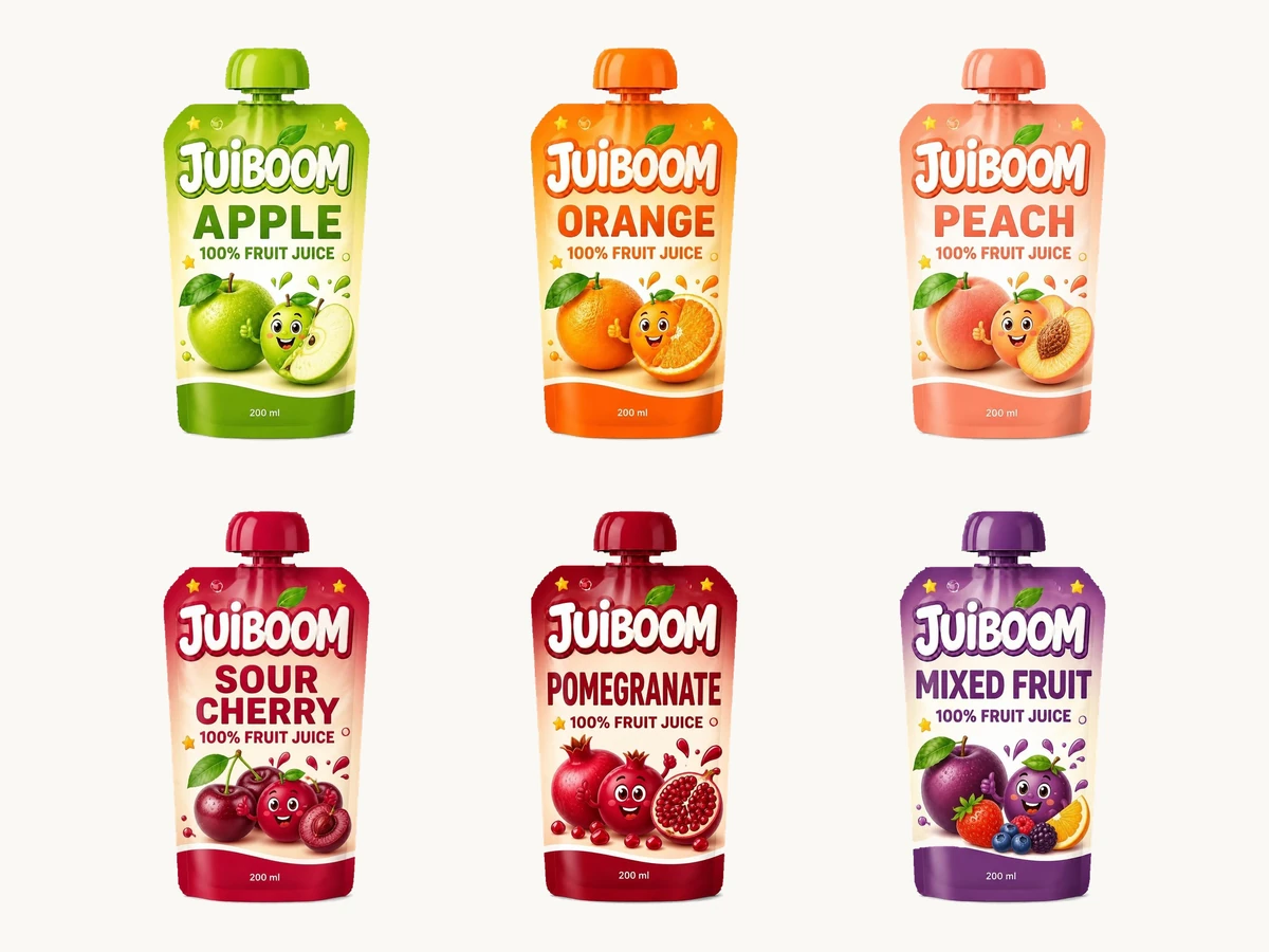 Onaylı ambalaj çalışmasına dayanan JUIBOOM 200 ml ürün ailesi